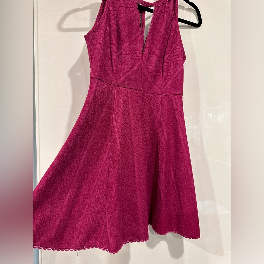 Free People Missed Connection Fit and Flare Fuchsia Lace ALine Mini Dress Size 6
